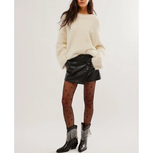 FREE PEOPLE Wynne Vegan Skirt / Black - Picture 4 of 5